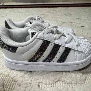 adidas ortholite Kid's‎ Black Superstar Sneaker Shoes NWot snake glitter